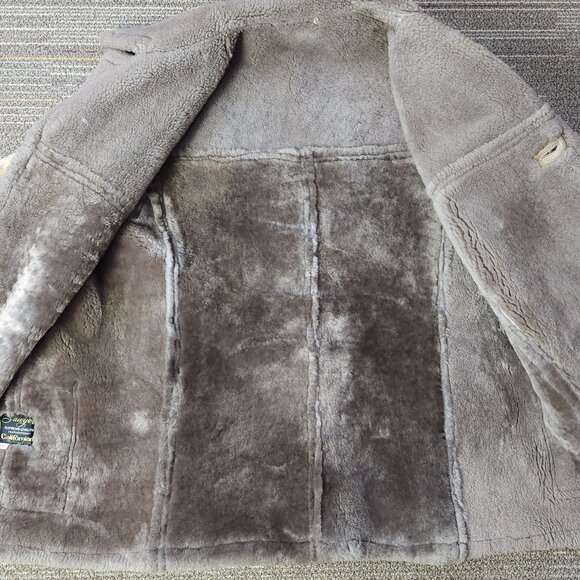 Vintage 80s Sawyer Sheepskin Shearling Leather Coat (XL-48) - Picture 5 of 12